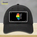 Illinois Rainbow Novelty License Plate Hat Unconstructed Cotton / Black