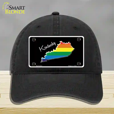 Kentucky Rainbow Novelty License Plate Hat Unconstructed Cotton / Black