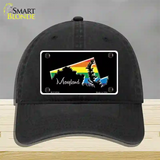 Maryland Rainbow Novelty License Plate Hat Unconstructed Cotton / Black