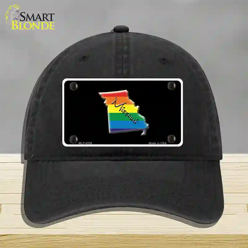 Missouri Rainbow Novelty License Plate Hat Unconstructed Cotton / Black