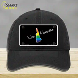 New Hampshire Rainbow Novelty License Plate Hat Unconstructed Cotton / Black