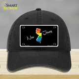 New Jersey Rainbow Novelty License Plate Hat Unconstructed Cotton / Black