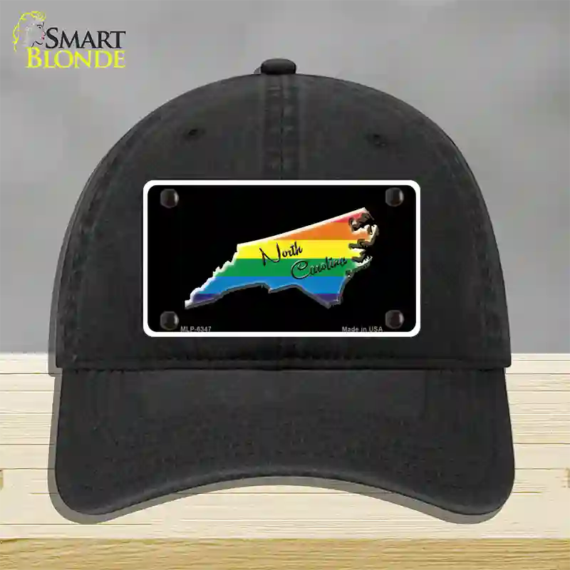 North Carolina Rainbow Novelty License Plate Hat Unconstructed Cotton / Black