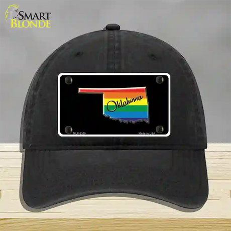 Oklahoma Rainbow Novelty License Plate Hat Unconstructed Cotton / Black