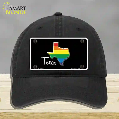 Texas Rainbow Novelty License Plate Hat Unconstructed Cotton / Black