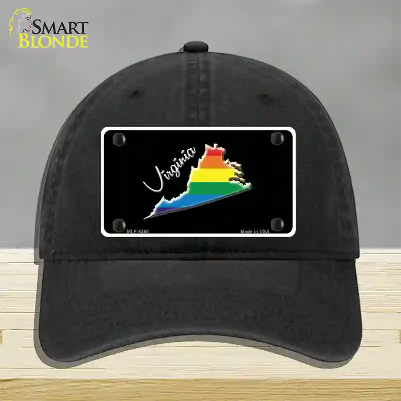 Virginia Rainbow Novelty License Plate Hat Unconstructed Cotton / Black