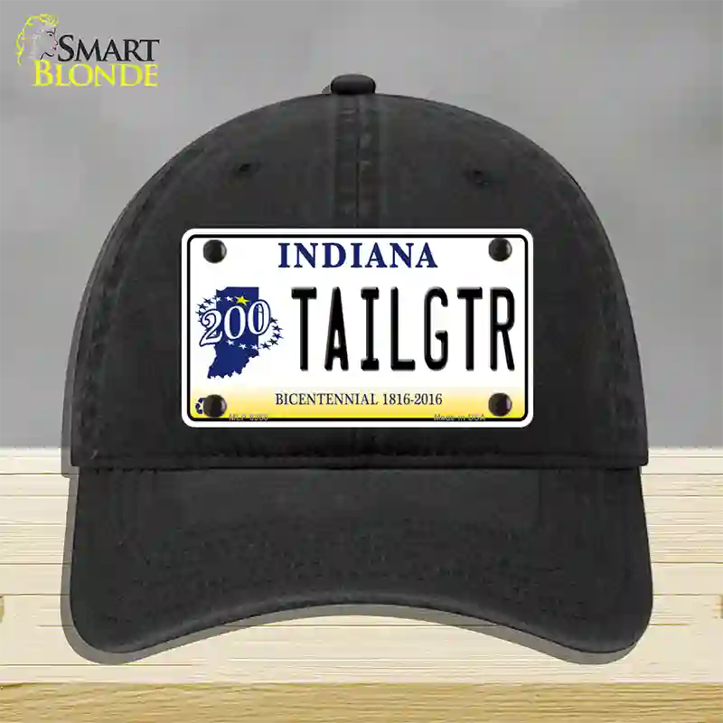 Tailgtr Indiana Bicentennial Novelty License Plate Hat Unconstructed Cotton / Black