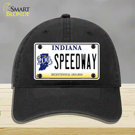 Speedway Indiana Novelty License Plate Hat Unconstructed Cotton / Black