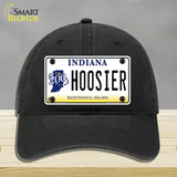 Hoosier Indiana Novelty License Plate Hat Unconstructed Cotton / Black