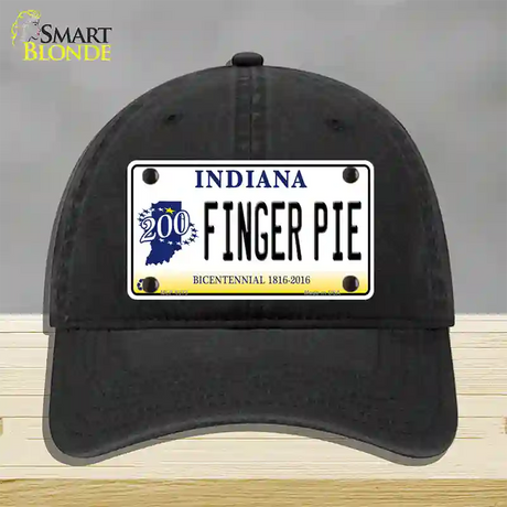 Finger Pie Indiana Novelty License Plate Hat Unconstructed Cotton / Black