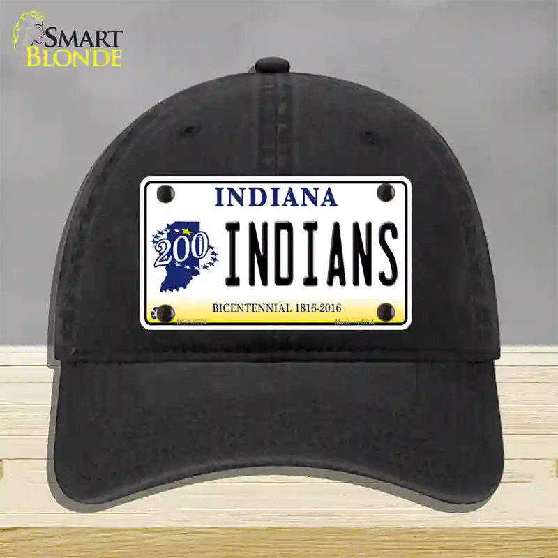 Indians Indiana Novelty License Plate Hat Unconstructed Cotton / Black