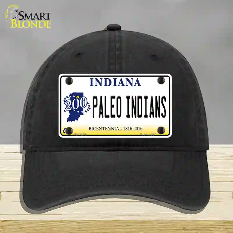 Paleo Indians Indiana Novelty License Plate Hat Unconstructed Cotton / Black