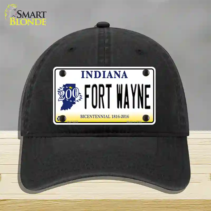 Fort Wayne Indiana Novelty License Plate Hat Unconstructed Cotton / Black