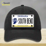 South Bend Indiana Novelty License Plate Hat Unconstructed Cotton / Black