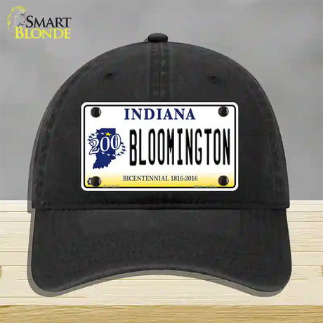 Bloomington Indiana Novelty License Plate Hat Unconstructed Cotton / Black