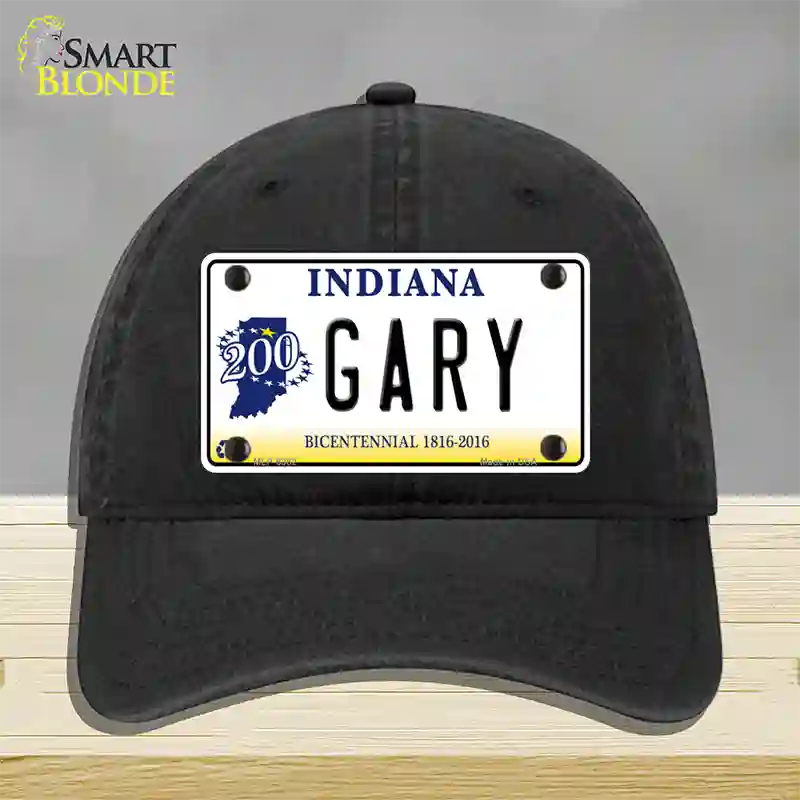 Gary Indiana Novelty License Plate Hat Unconstructed Cotton / Black