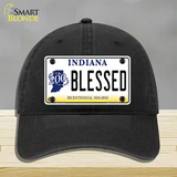 Blessed Indiana Novelty License Plate Hat Unconstructed Cotton / Black