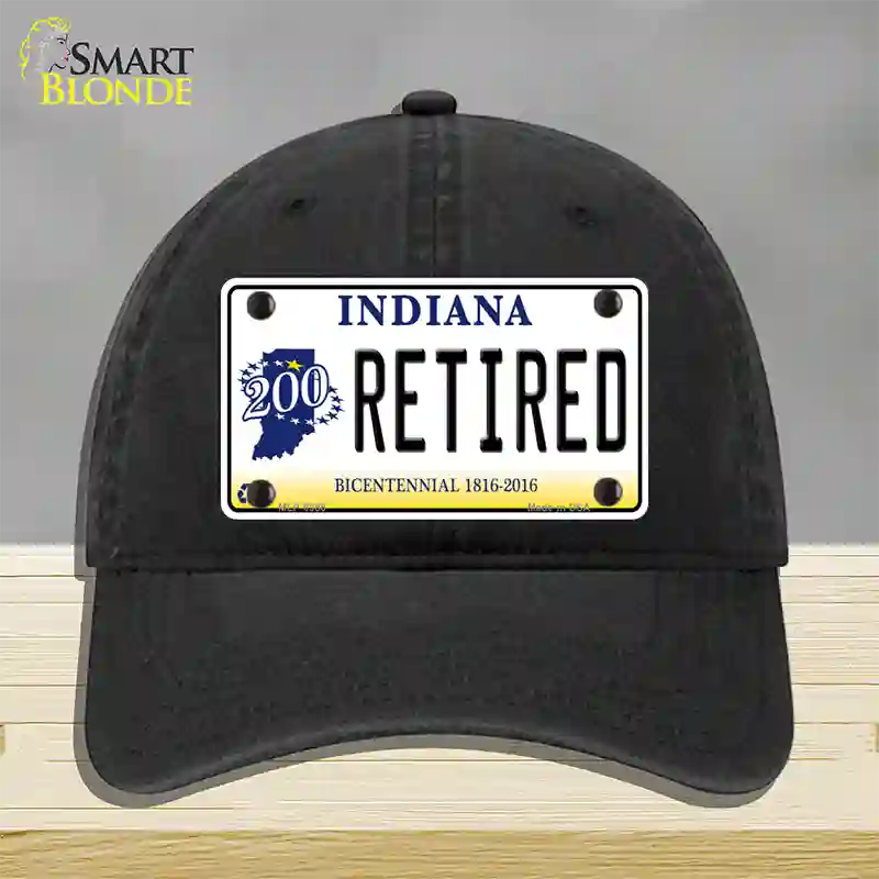 Retired Indiana Novelty License Plate Hat Unconstructed Cotton / Black