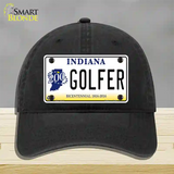 Golfer Indiana Novelty License Plate Hat Unconstructed Cotton / Black