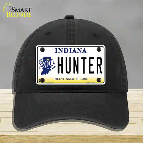 Hunter Indiana Bicentennial Novelty License Plate Hat Unconstructed Cotton / Black