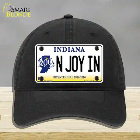 N Joy Indiana Novelty License Plate Hat Unconstructed Cotton / Black