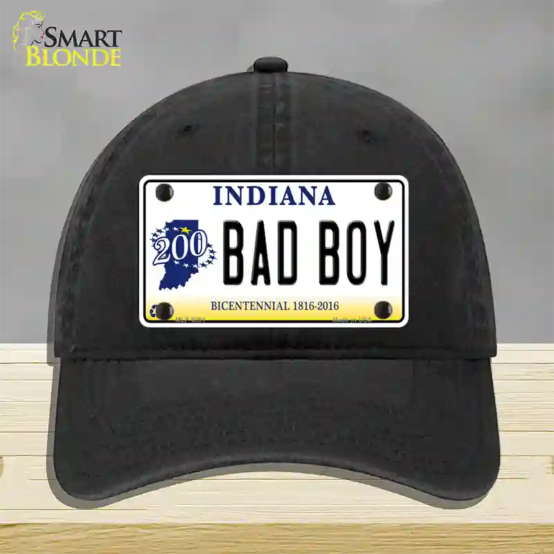 Bad Boy Indiana Novelty License Plate Hat Unconstructed Cotton / Black