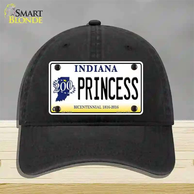 Princess Indiana Novelty License Plate Hat Unconstructed Cotton / Black