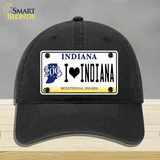 I Love Indiana Novelty License Plate Hat Unconstructed Cotton / Black