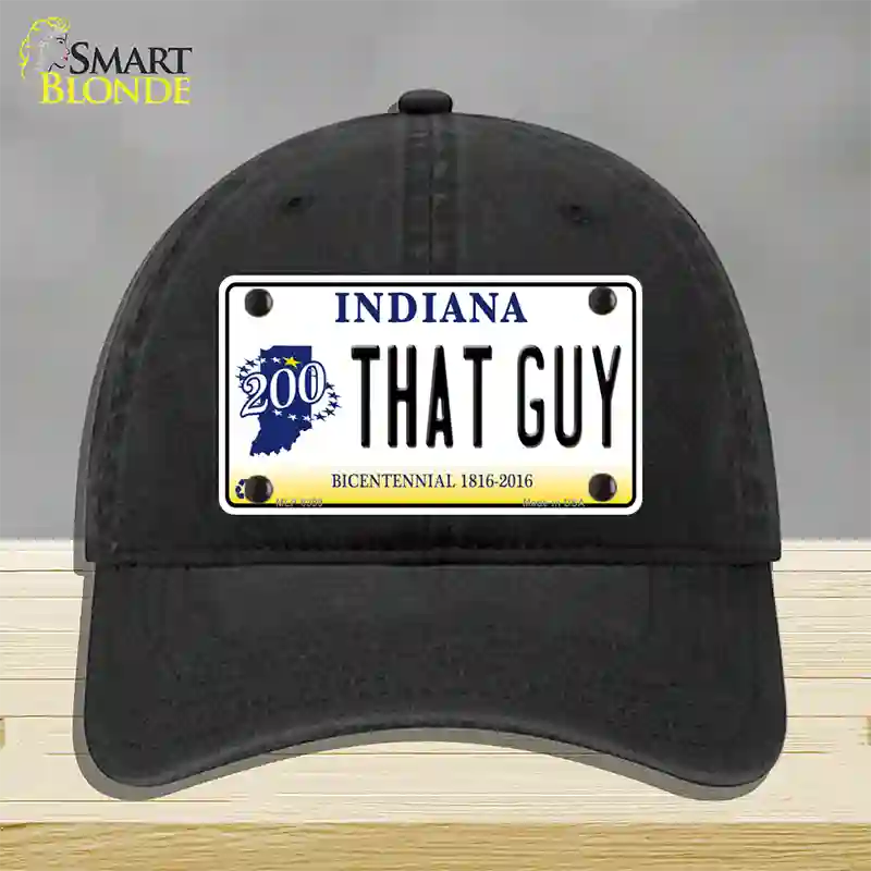 That Guy Indiana Novelty License Plate Hat Unconstructed Cotton / Black