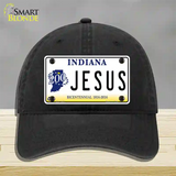 Jesus Indiana Novelty License Plate Hat Unconstructed Cotton / Black