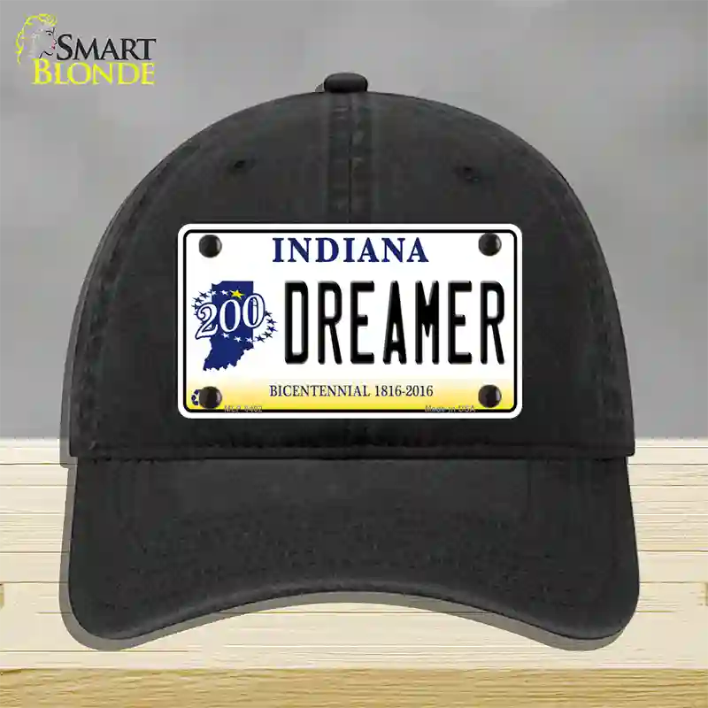 Dreamer Indiana Novelty License Plate Hat Unconstructed Cotton / Black