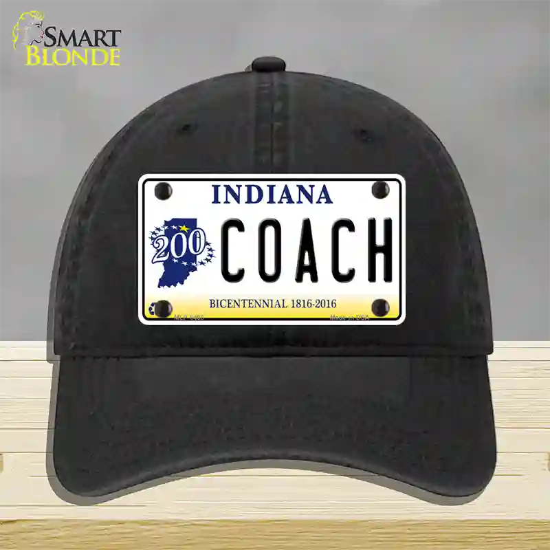 Coach Indiana Novelty License Plate Hat Unconstructed Cotton / Black