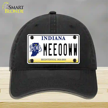 Meeooww Indiana Novelty License Plate Hat Unconstructed Cotton / Black