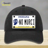 No Murci Indiana Novelty License Plate Hat Unconstructed Cotton / Black