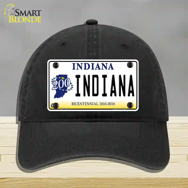 Indiana Novelty License Plate Hat Unconstructed Cotton / Black