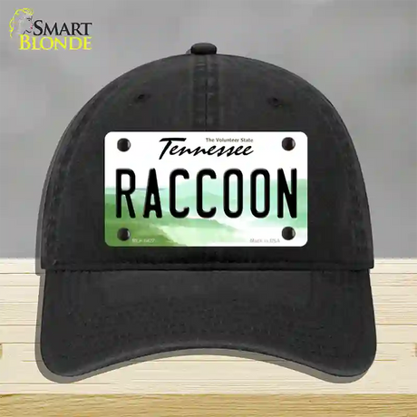 Raccoon Tennessee Novelty License Plate Hat Unconstructed Cotton / Black