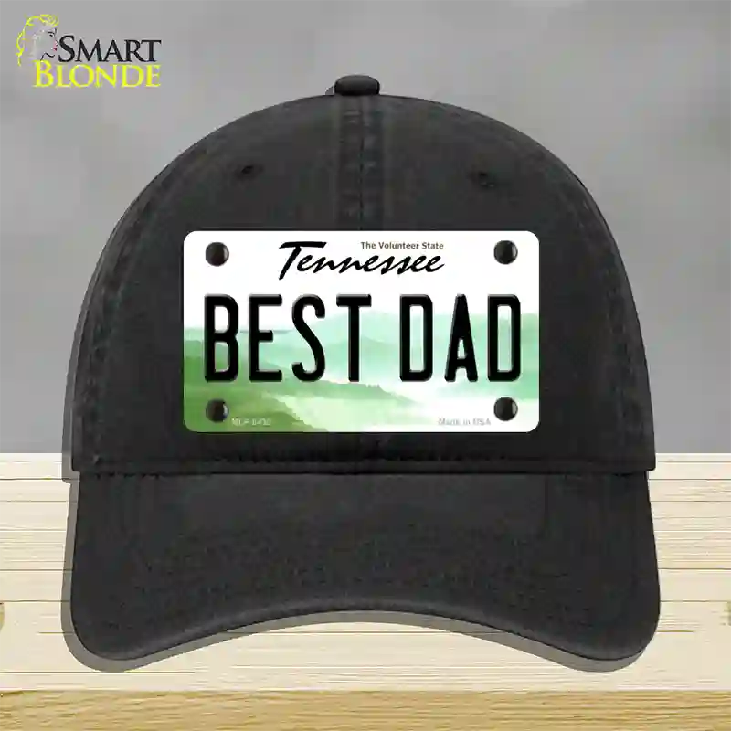 Best Dad Tennessee Novelty License Plate Hat Unconstructed Cotton / Black