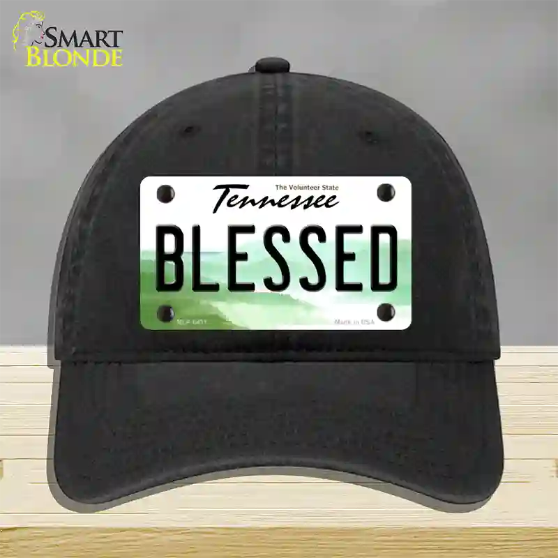 Blessed Tennessee Novelty License Plate Hat Unconstructed Cotton / Black