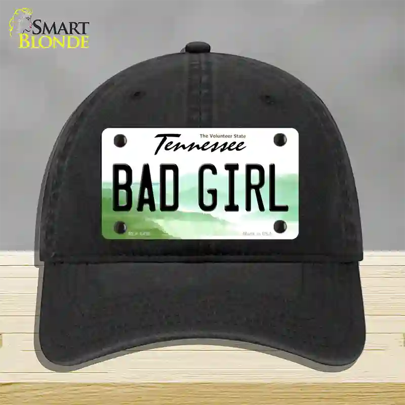 Bad Girl Tennessee Novelty License Plate Hat Unconstructed Cotton / Black