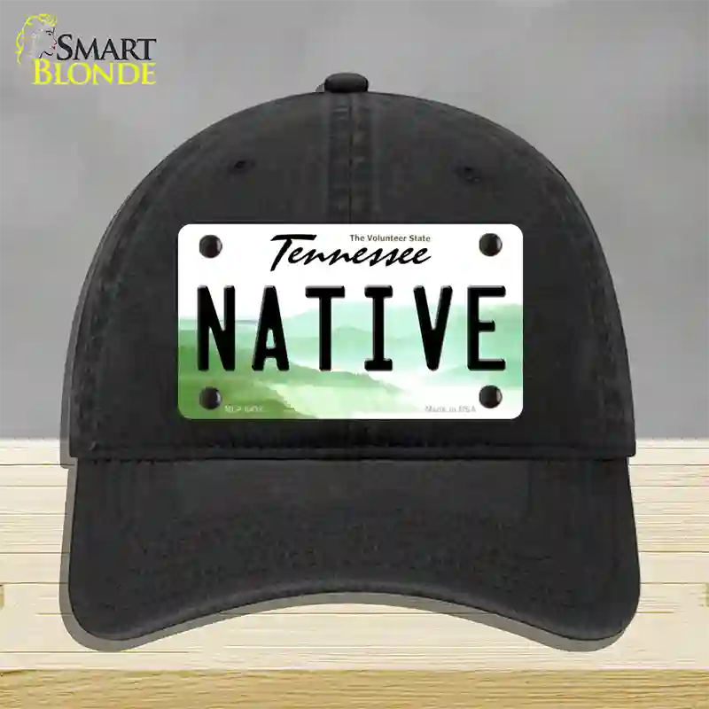 Native Tennessee Novelty License Plate Hat Unconstructed Cotton / Black