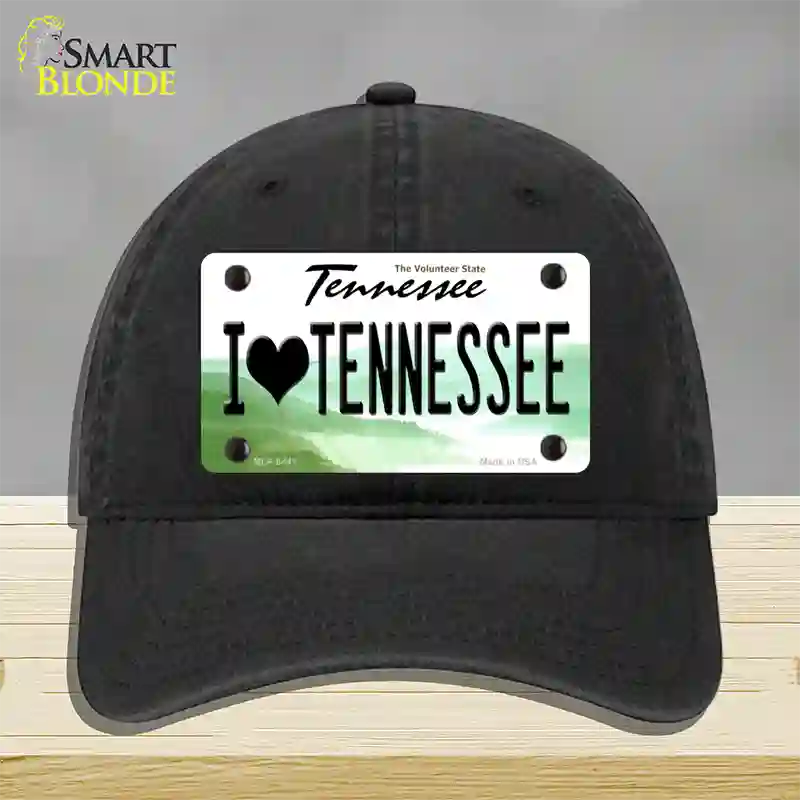 I Love Tennessee Novelty License Plate Hat Unconstructed Cotton / Black