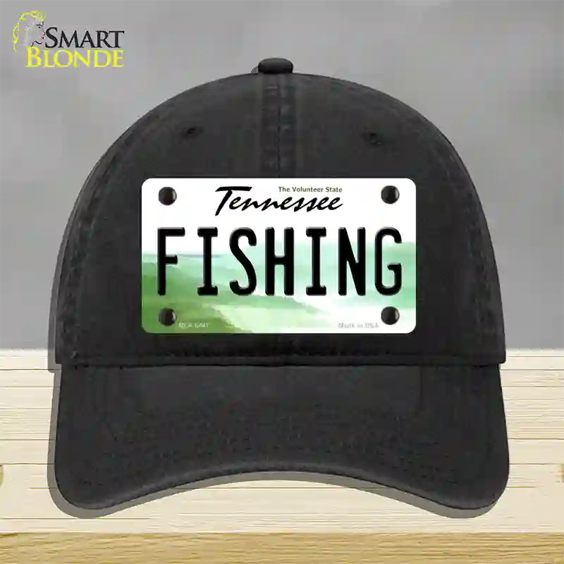 Fishing Tennessee Novelty License Plate Hat Unconstructed Cotton / Black