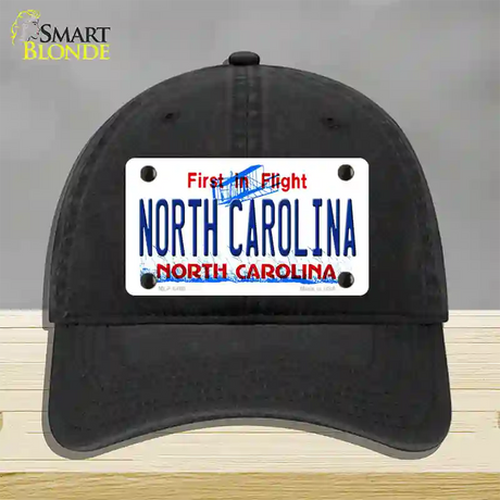 North Carolina Novelty License Plate Hat Unconstructed Cotton / Black