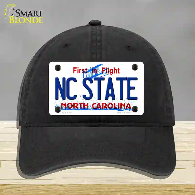 North Carolina State Novelty License Plate Hat Unconstructed Cotton / Black