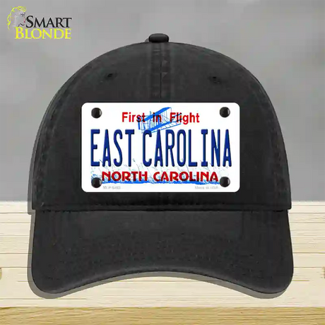 East Carolina North Carolina Novelty License Plate Hat Unconstructed Cotton / Black