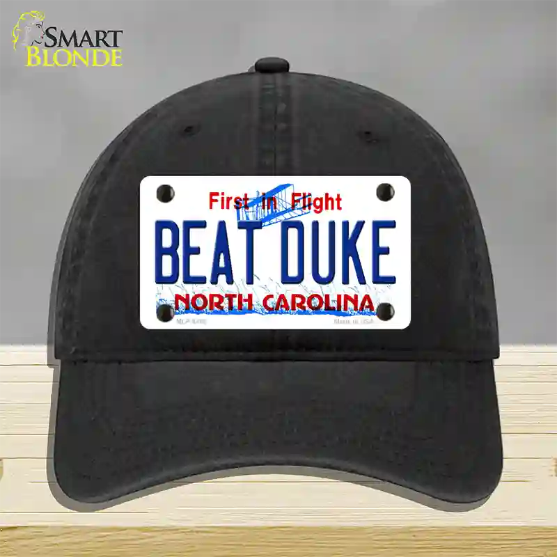 Beat Duke North Carolina Novelty License Plate Hat Unconstructed Cotton / Black