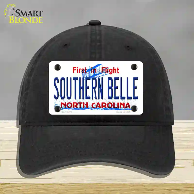 Southern Belle North Carolina Novelty License Plate Hat Unconstructed Cotton / Black