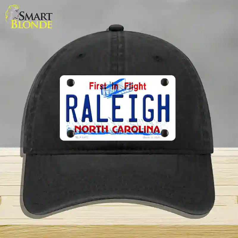 Raleigh North Carolina Novelty License Plate Hat Unconstructed Cotton / Black