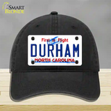 Durham North Carolina Novelty License Plate Hat Unconstructed Cotton / Black