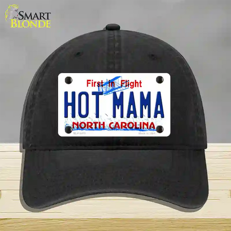 Hot Mama North Carolina Novelty License Plate Hat Unconstructed Cotton / Black